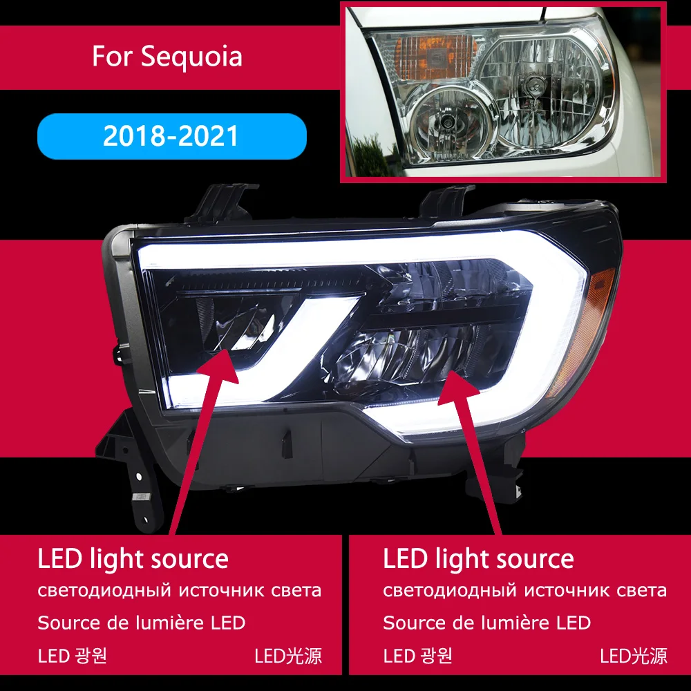 車のタンドラ2007-2013セコイアピックアップ2008-2021 ledオートヘッド