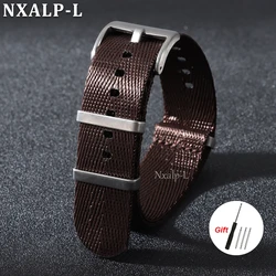 Versatile Woven Nylon Watch Strap - Military Sports Style Wristband - 22mm (Brown)