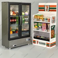 Miniature Shop Furniture Fridge Freezer Shelf Cool Drink Food Items Toy Mini Handcraft Dollhouse Simulation Scenario Display 1