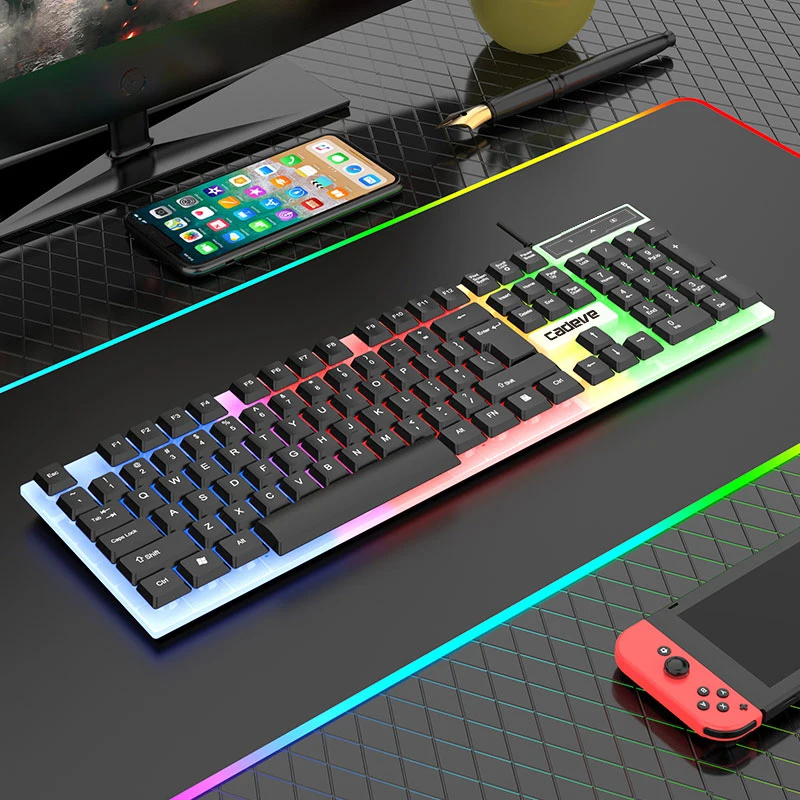 USB Wired 104 Keys Full Size Membrane Keyboard Silent Plug And Play Ergonomic Computer Keyboar For PC Desktop Laptop Home Office