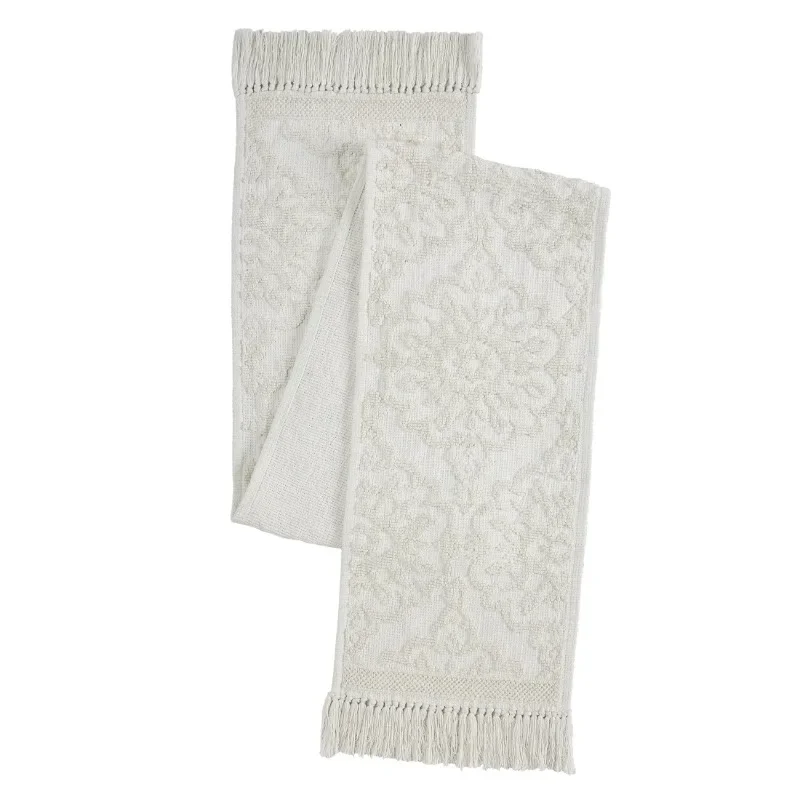 

Emma Woven Cotton Rich 14" x 90" Table Runner, White, 1 Piece