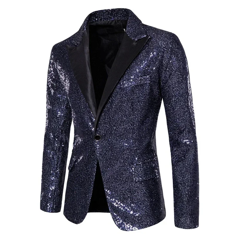 

Shiny White Sequin Glitter Blazer for Men One Button Peak Collar Tuxedo Jacket Mens Wedding Groom Party Prom Stage Costume Homme