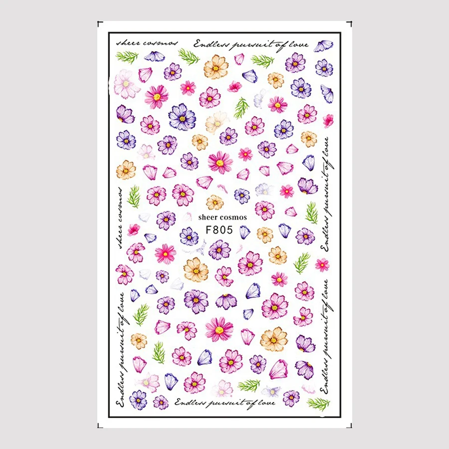 1 Blatt 3D-Nagelaufkleber, Frühlings- und Sommerblumen-Blatt-Design, selbstklebende Aufkleber, Maniküre-DIY-Nageldekorationen – Detail 10