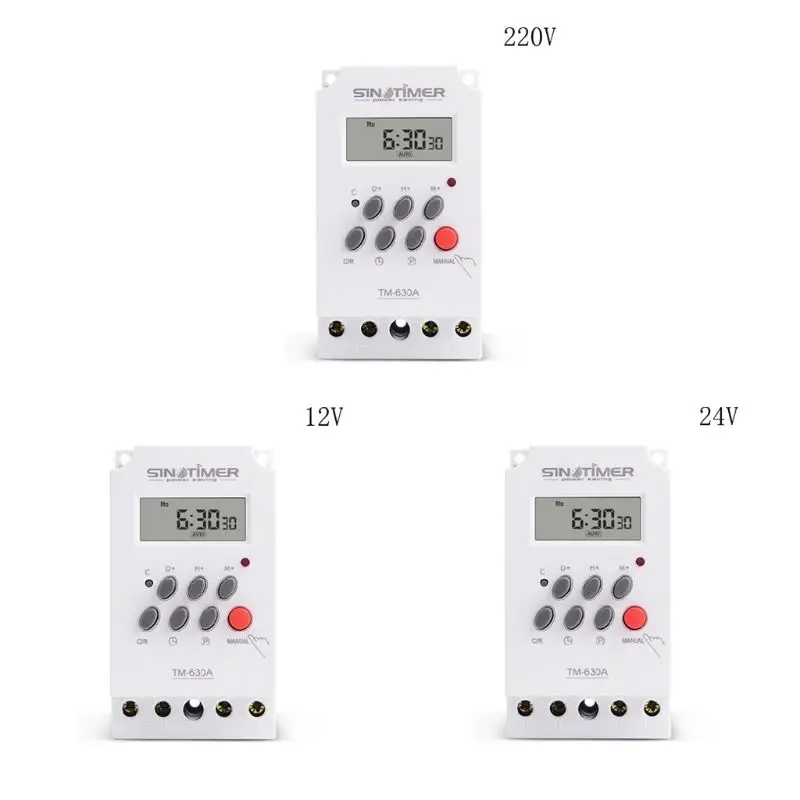 

Din Rail 12/24/220V Weekly 7 Day Programmable Digital Switch Relay Timer Control 24Hours Output Load High 30A DropShipping