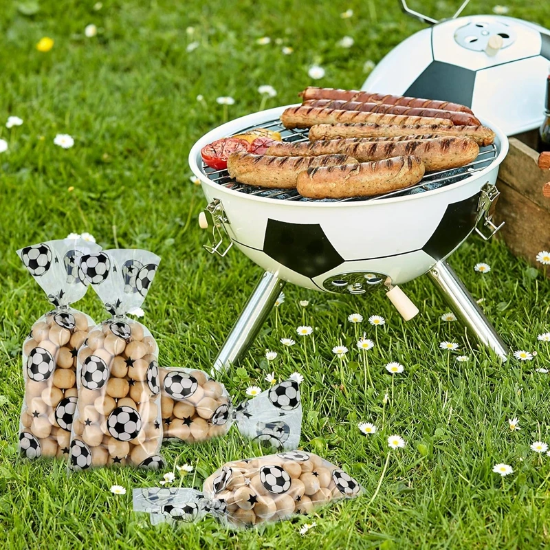 축구 파티 쿠키 캔디 선물 가방, 넥타이 포함, 어린이 스포츠 테마, 생일 장식, 선물 용품, 50 개, 100 개
