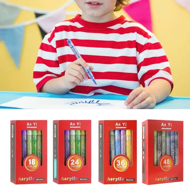 Acrylic Paint Markers High Pigmented Acrylic Markers Waterproof Painting Tool Crafts Art Making Supplies For Professional