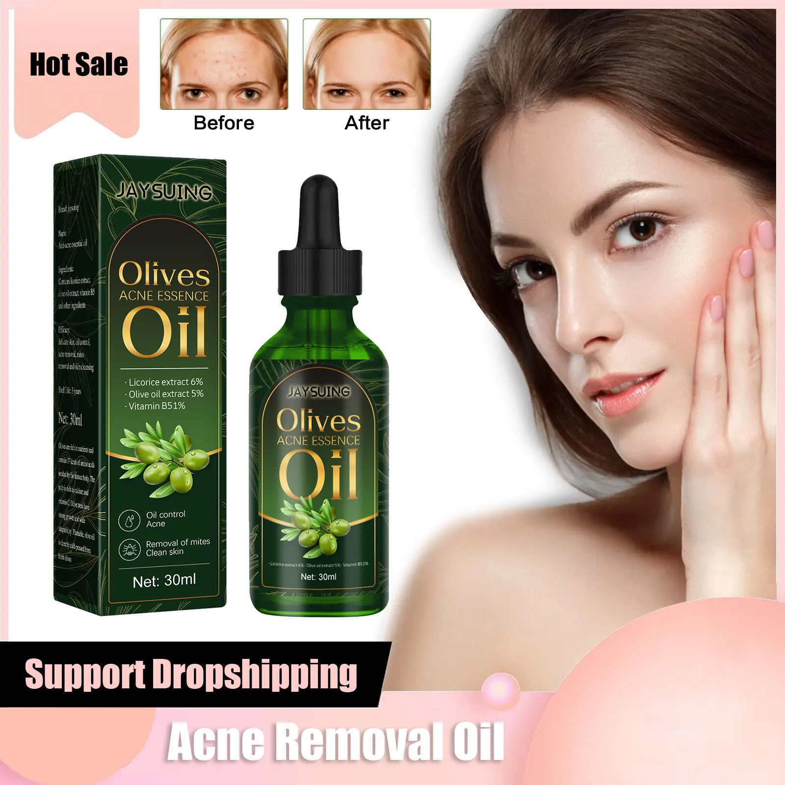 Acne Removal Serum Pore Shrinking Anti Pimple Mark Oil Control Effective Soothing Repair Redness Moisturizing Acne Treatment Oil