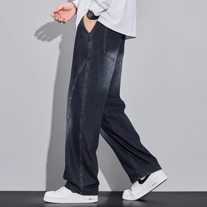2025 Autumn Fashion Straight Jeans Men's Clothing Loose Casual Korean Pants Student Vintage Denim Trousers Male Streetwear 3
