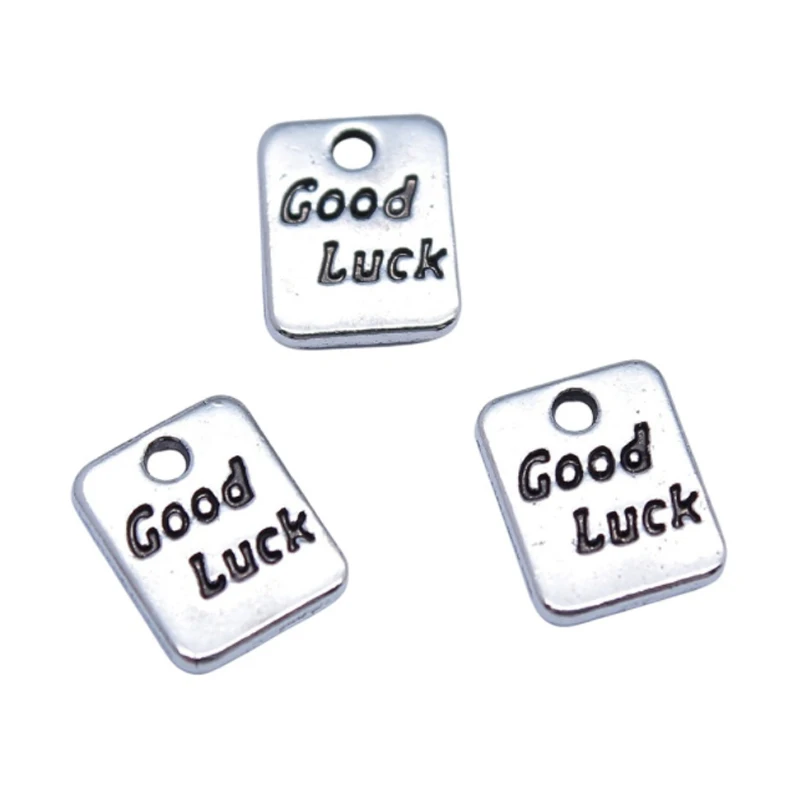 

Амулеты из сплава в античном стиле серебряного цвета с надписью Good Luck 7*9 мм 40 шт. AAC370