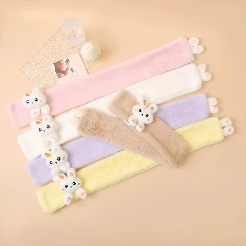 New Korean Baby Warm Scarf Cute Cartoon Rabbit Thick Plush Boy Girl Anti-Cold Neckerchief Outdoor Windproof Kids Neck Covers baby scarf