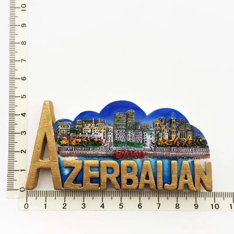Azerbaijan Fridge Magnets Tourist Souvenir BAKU 3D Resin Magnets for Refrigerators Collection Travel Gift Home Decoration
