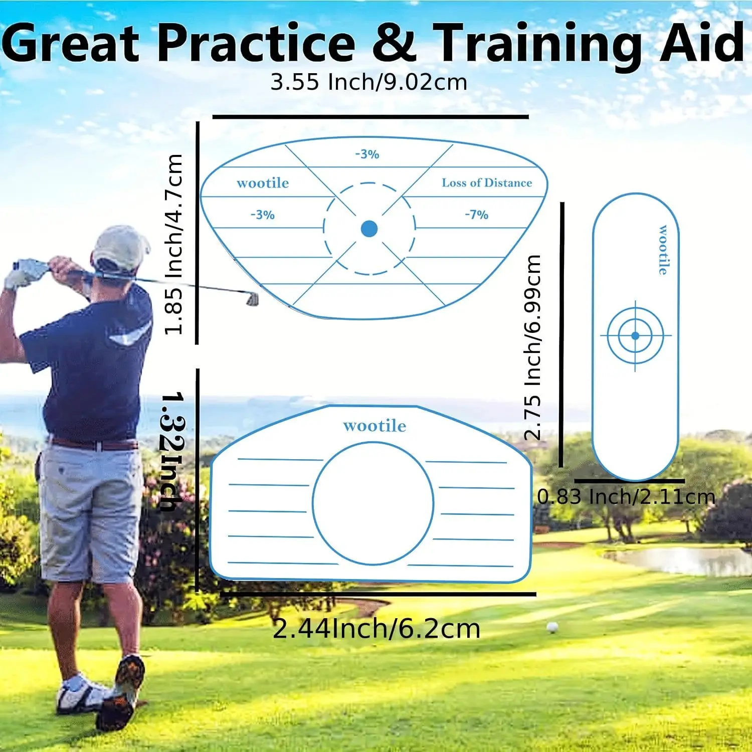 Golf Driver Blue Impact Tape Labels 300pcs Standard Self-Teaching Target Sticker Training Aids Tape Ball Hitting Swing Practice