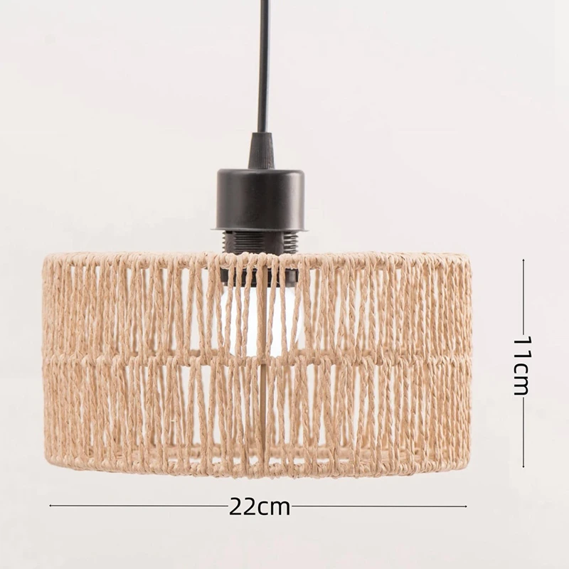 AB46-Paper Rope Lampshade Ceiling Light Shade Boho Chandelier Shade Bulb Guard For Restaurant Cafe Living Room