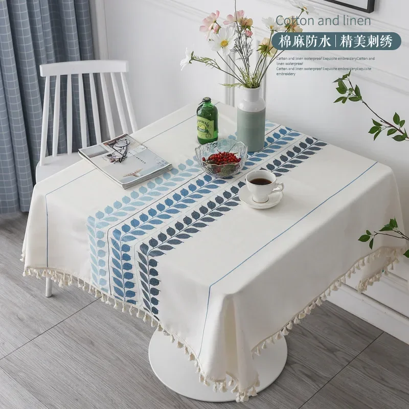 

Square tablecloth, table cloth, waterproof, anti scalding, and non washing tea table cloth, cotton and linen square tablecloth