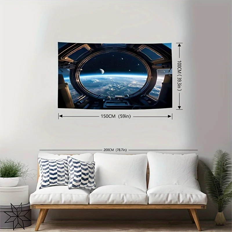 Sci-fi Space Planet Tapestry Polyester Free Installation Kit for Home & Party Decor