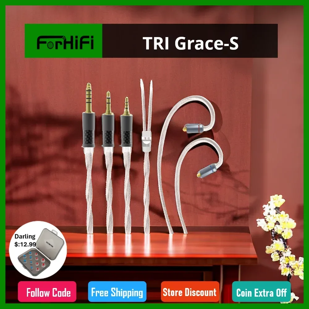 

TRI Grace-S 2Core 6N Single Crystal Cooper Silver-plated+4N Pure Copper Silver-plated Wired Earphone Cable Earbuds KBEAR Aurora