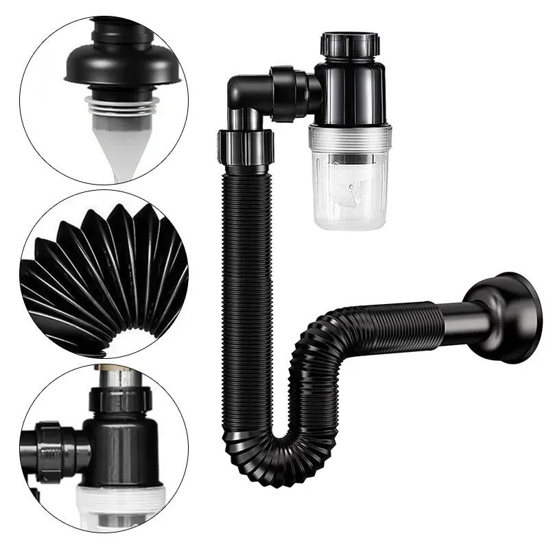 Kitchen Sink Deodorant P-Trap Set Launch Pipeline Deodorizing Filter Sink Strainer Hose Drain Pipe Plumbing Kitchen Accessories