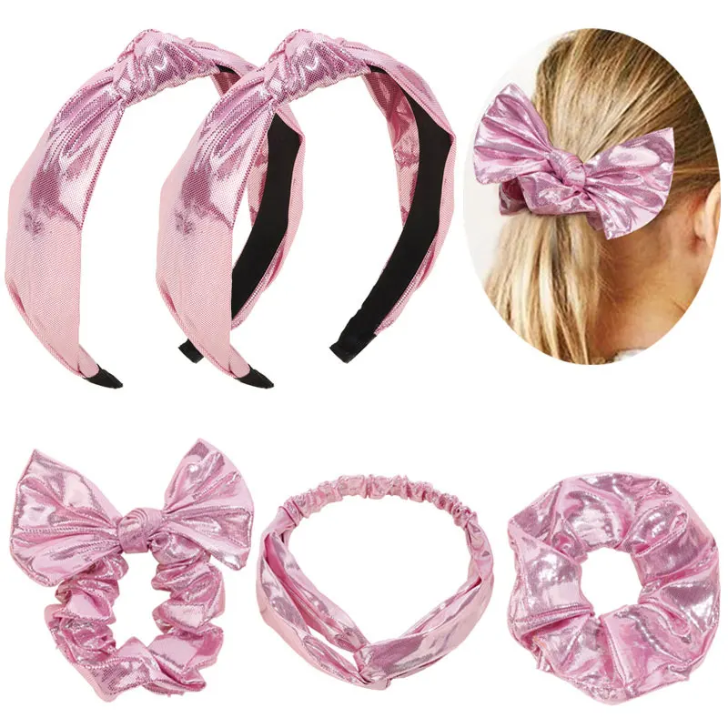 

Fashion Laser Hair Bands For Girls Large Bows Bands Scrunchies ElasticPonytail Holder Rubber Headband Hair Accessories