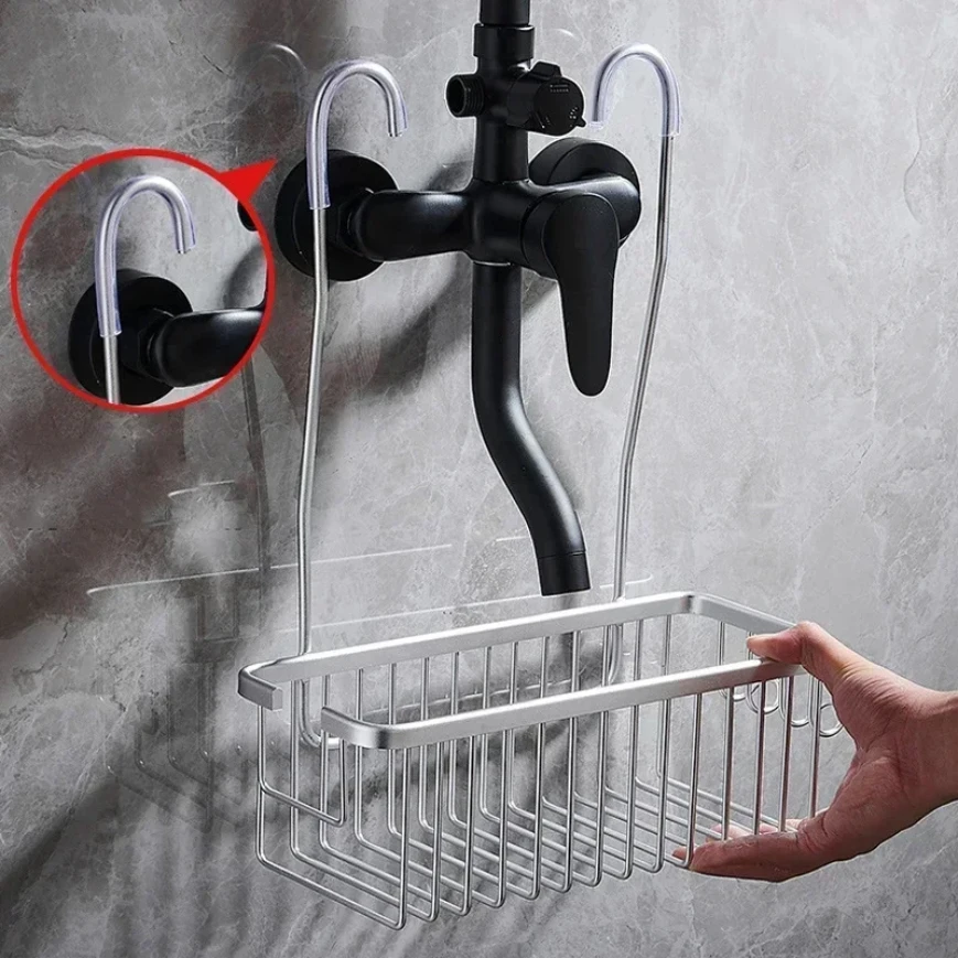 Aluminium Bathroom Shelf Without Drilling, Shower Shelf Shelves Shampoo Holder, Basket Storage Organizer Bathroom Accessories 5