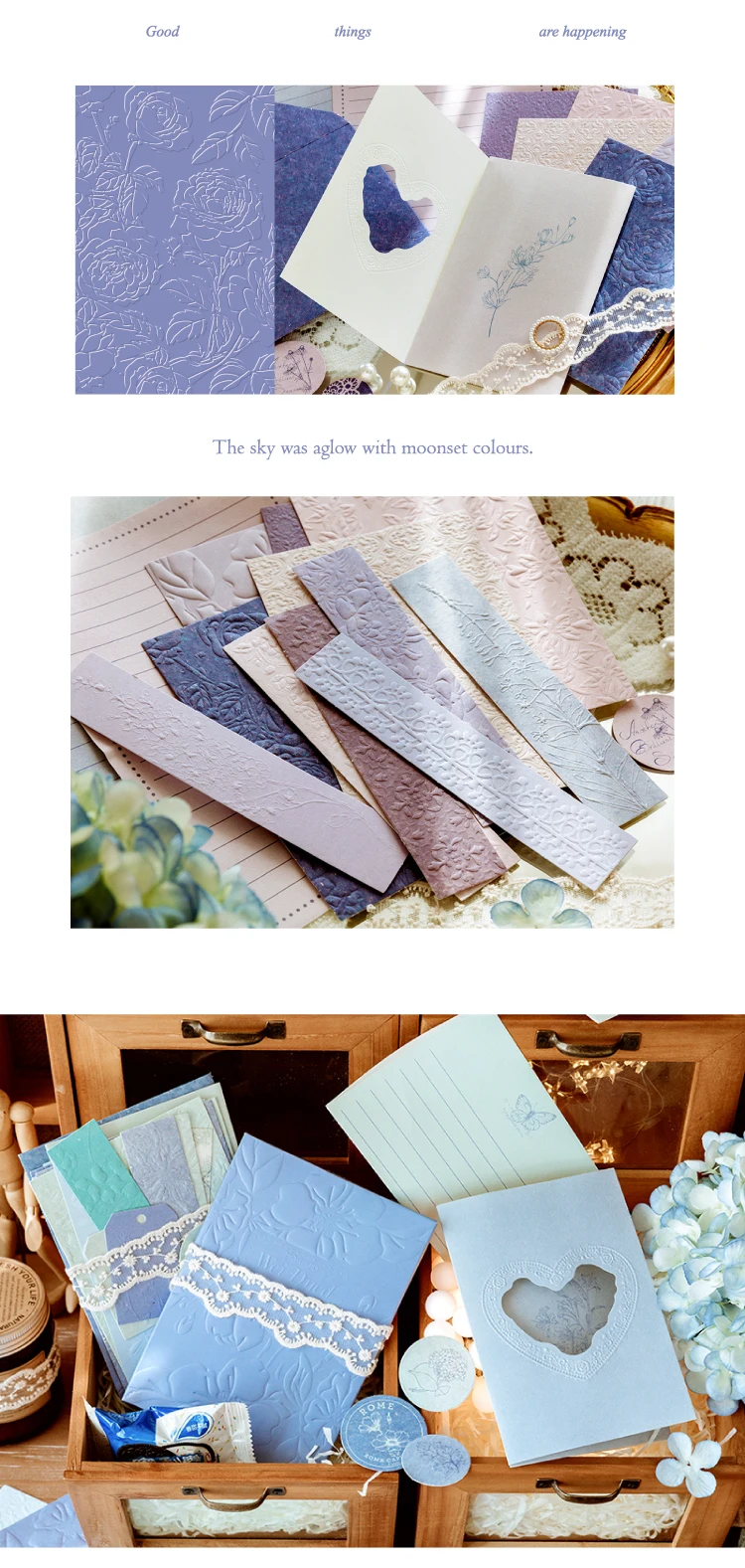 20 Pcs High-end embossed letterpress three-dimensional material paper manuscript Collage Decorative material paper embossed card