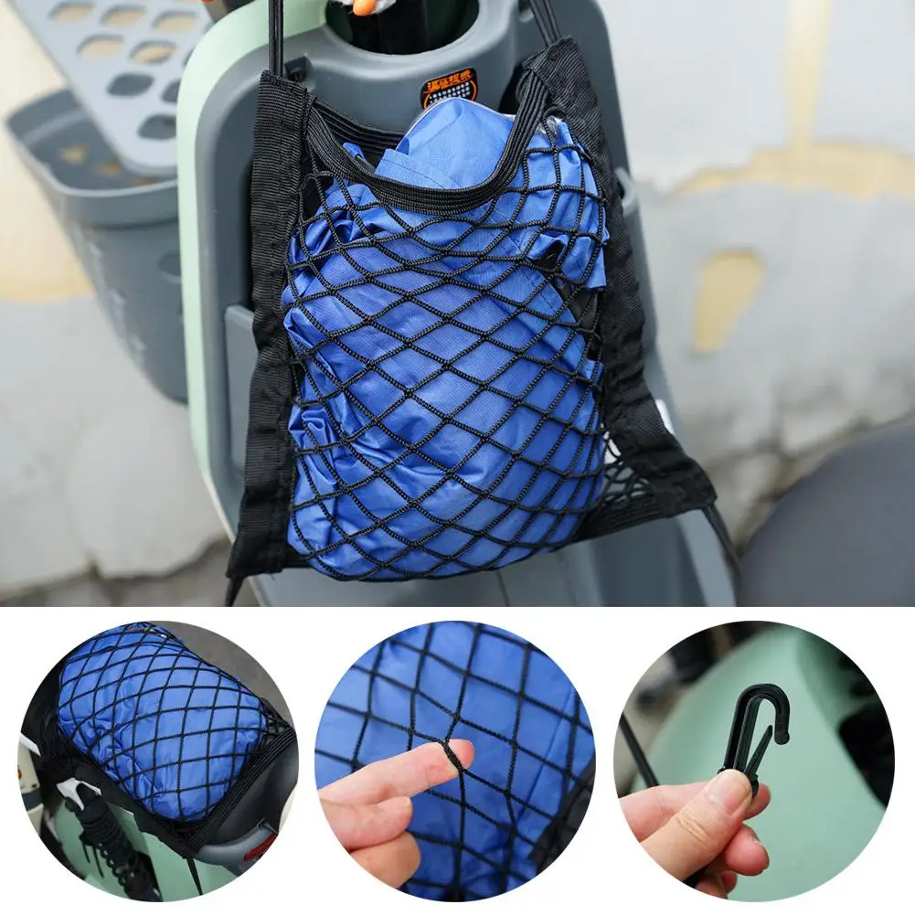 Motorcycle Cargo Net Motorcycle Bungee Net Motorcycle Luggage Net Motorcycle Luggage Net Hook Hold Bag Helmet Mesh Fuel Net Bungee Strong Hooks Tank With 4 Double Storage High-Elastic L M4B6