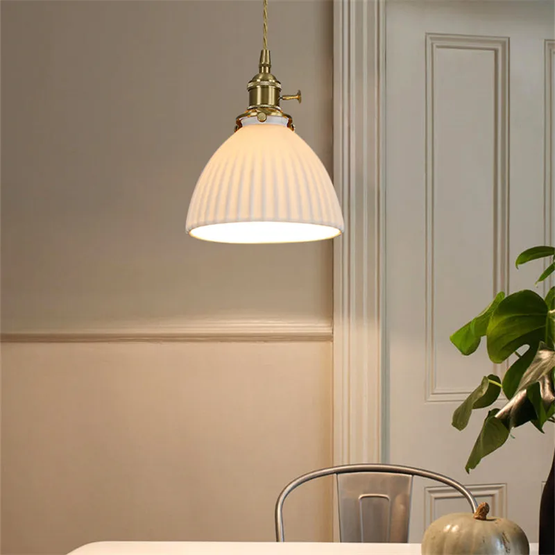 

Good Price Brass Simply Creative Ceramics Pendant Lamp For Home Dining Room Bedroom Hanging LED Light