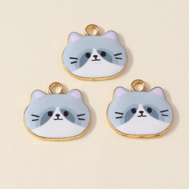 20 Stück 19x17mm Cartoon-Tier-Anhänger, Emaille-Katzenanhänger für Schmuckherstellung, Ohrringe, Halsketten, Armbänder, DIY-Bastelbedarf – Detail 8