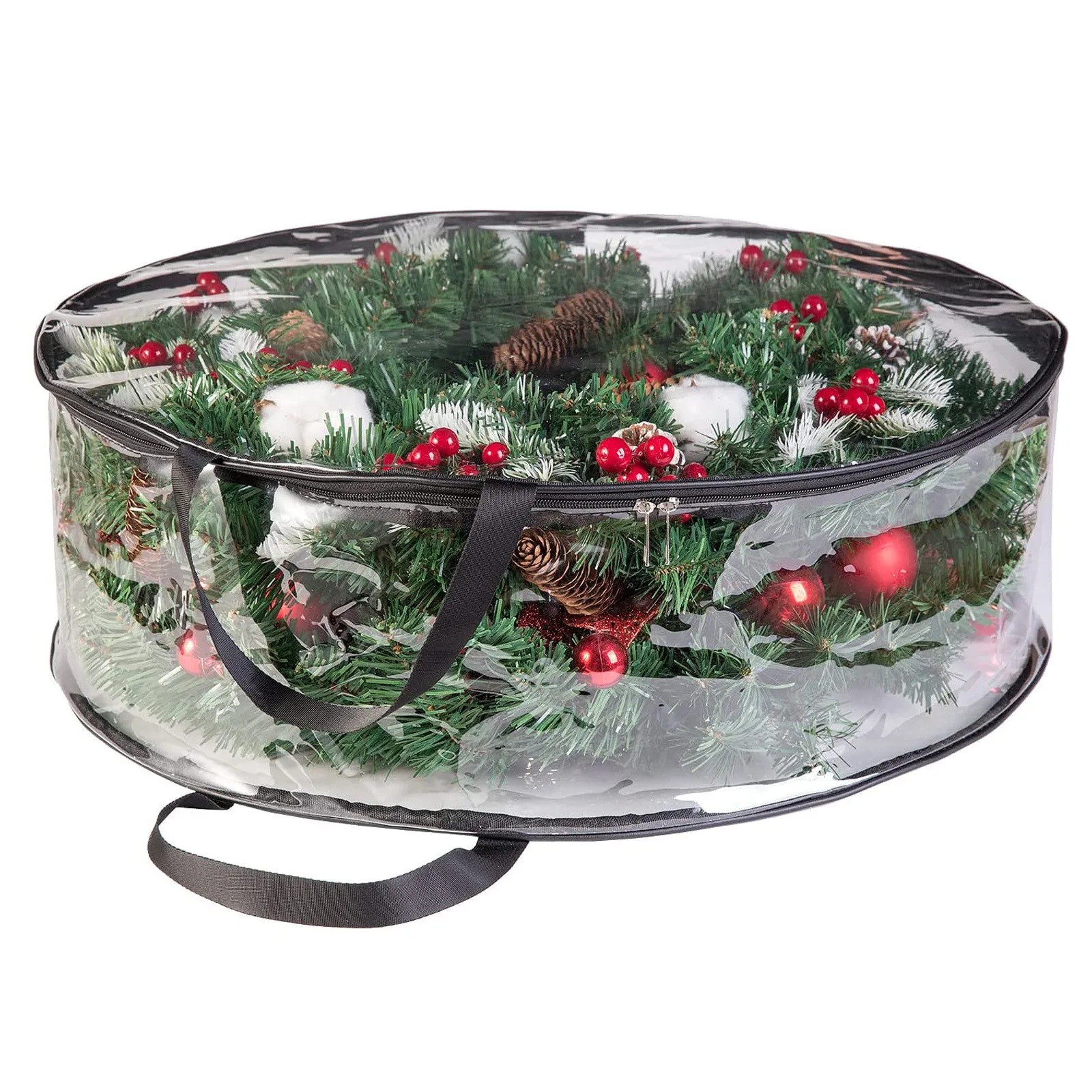 

Wreath Storage Bag Organizer With Handle Transparent Window Tear Resistant Clean Up Holiday Carry Container Party Supplies 2024