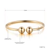 Stainless Steel Double Ball Open Cuff Bangles For Women Trendy Rose Gold Plated Party Jewelry B18027 2