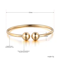 Stainless Steel Double Ball Open Cuff Bangles For Women Trendy Rose Gold Plated Party Jewelry B18027 2