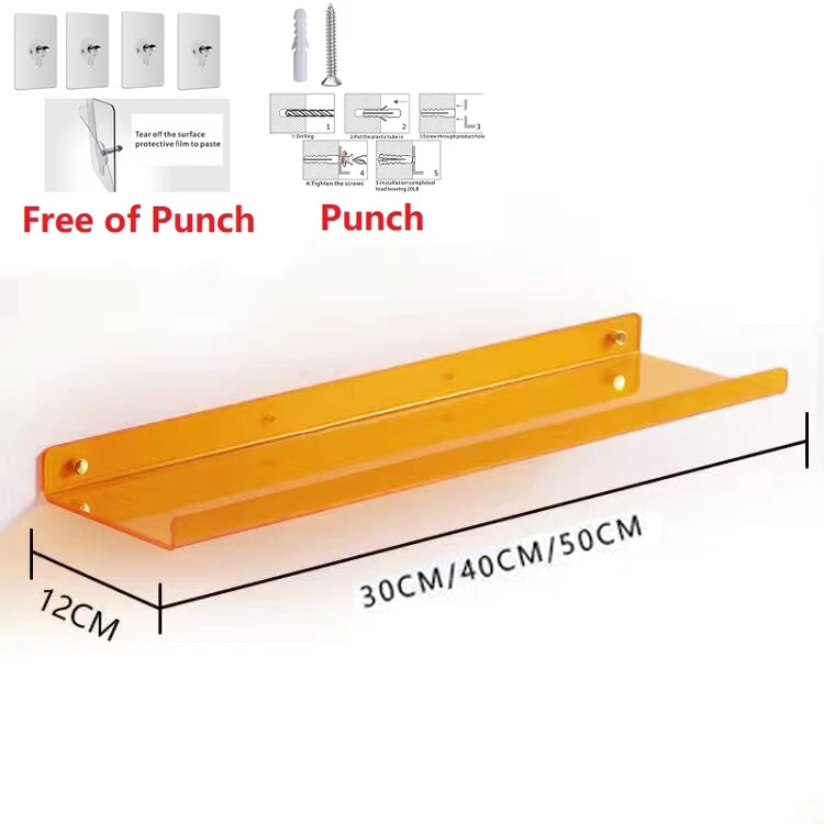 מדף אחסון מודרני לחדר האמבטיה ולסלון מונח על הקיר מאקריל צבעוני עם חורים חינם לאביזרי הבית