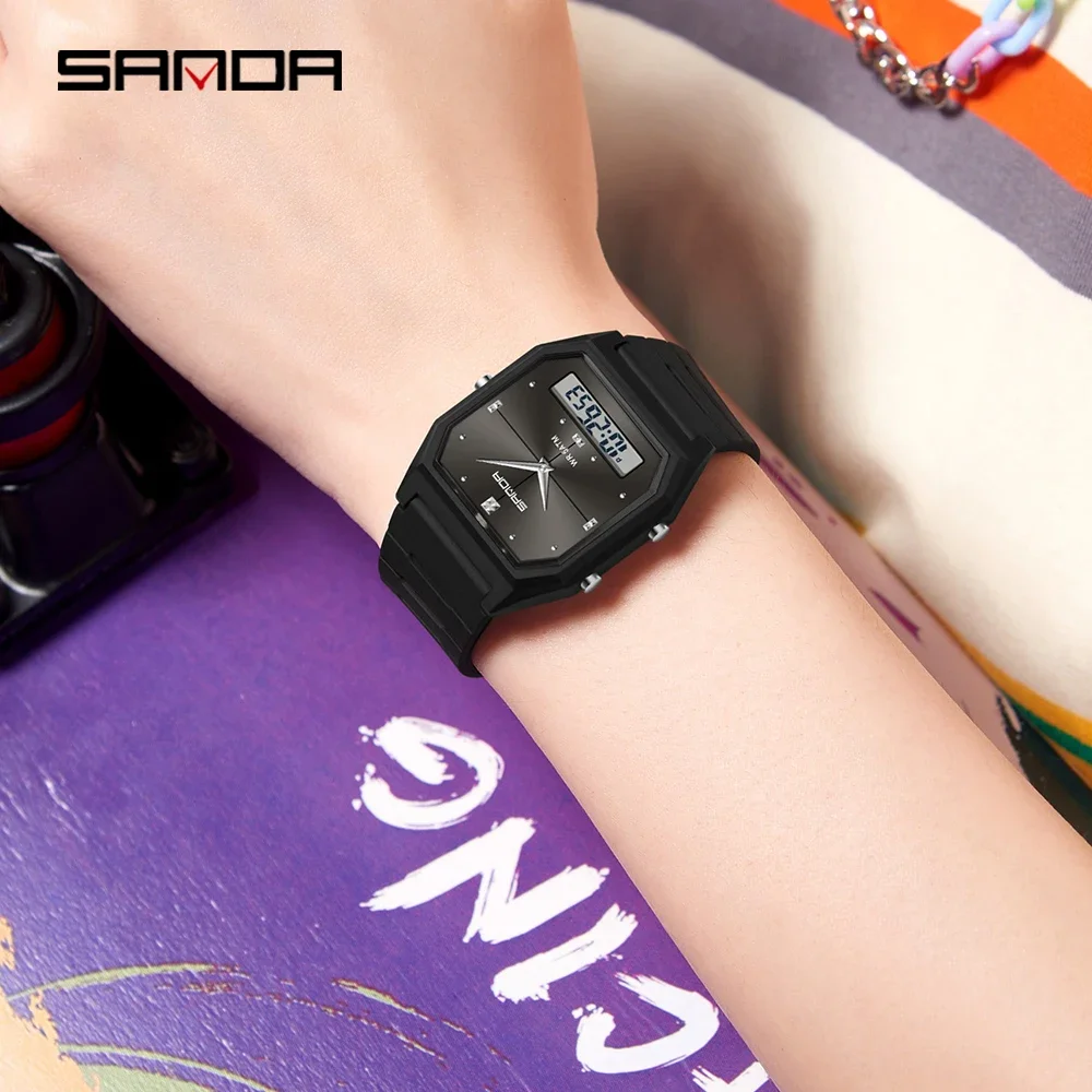 SANDA New Fashion Waterproof Dual Display Digital Leisure Watch