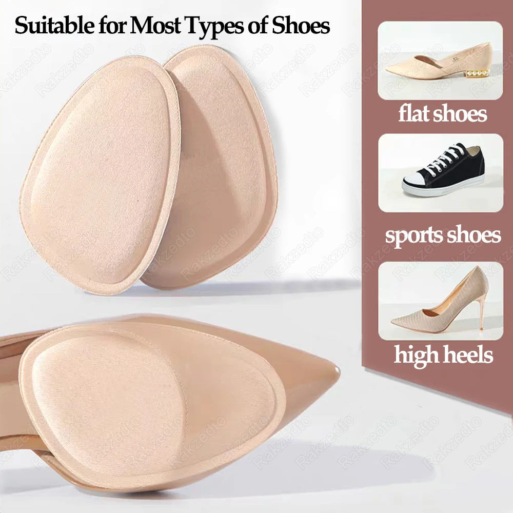 4pcs Forefoot Cushion Pads for High Heels Woman Half-Size Insoles for Shoes too Big Reduce Size Pain Relief Non-Slip Foot Pads