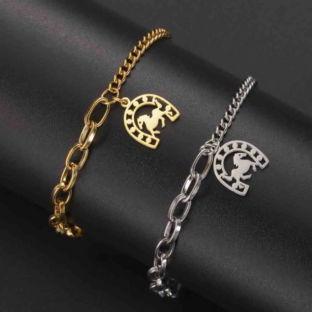 My Shape Bracciale A Catena Con Ciondolo Cavallo - Lega Color Argento - Regalo Per Amanti Dei Cavalli