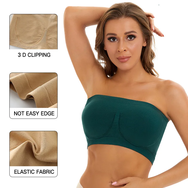 Double Layers Plus Size Strapless Bra Bandeau Tube Removable