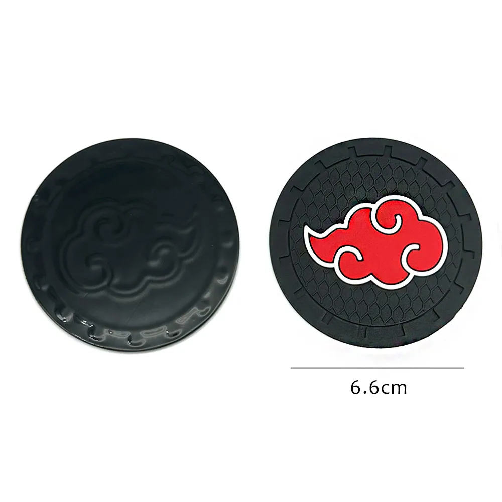 2PCS/LOT 6.6CM Car Anti Slip Mat Coaster Car Water Cup Slot Decorate Accessories Case Red Cloud Scaling Anime Auto Styling