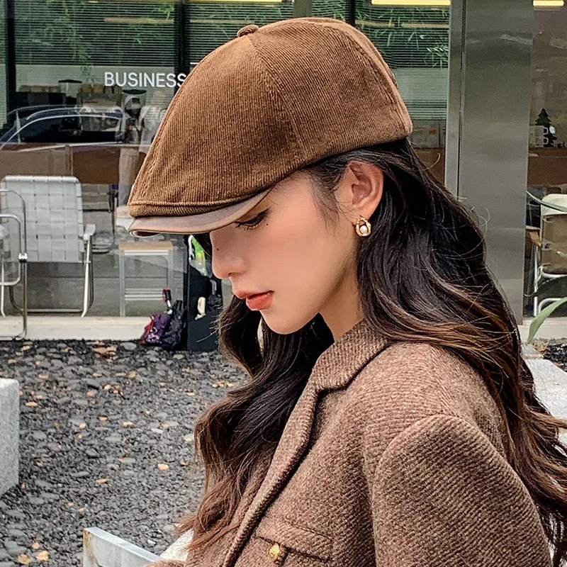 Women Girls Newsboy Flat Cap Classic Corduroy Irish Hat Gatsby Ivy Golf Cabbie Hat