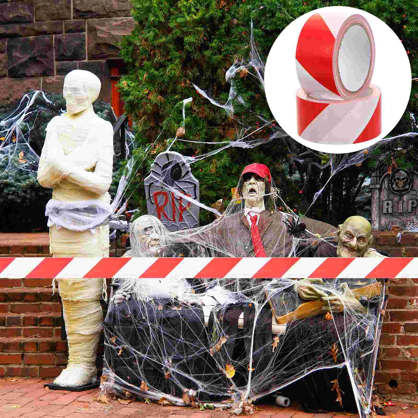 

2 Rolls Red and White Cordon Tape The Safety Warning Caution Danger Hazard Striped Barrier Marking Crime Scene