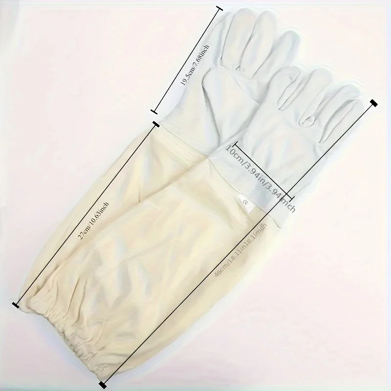 1 Pair Safe Beekeeping Gloves Anti-bee Anti-sting Breathable Protective Long Sleeves for Beekeeper Canvas Gloves Beekeeping Tool