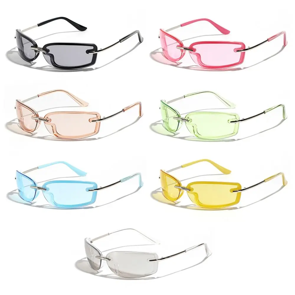 ADE WU Occhiali Da Sole Avvolgenti Y2K - Modello Futuristico Ovale, Protezione UV400, Colori Neon E Metallici - 2