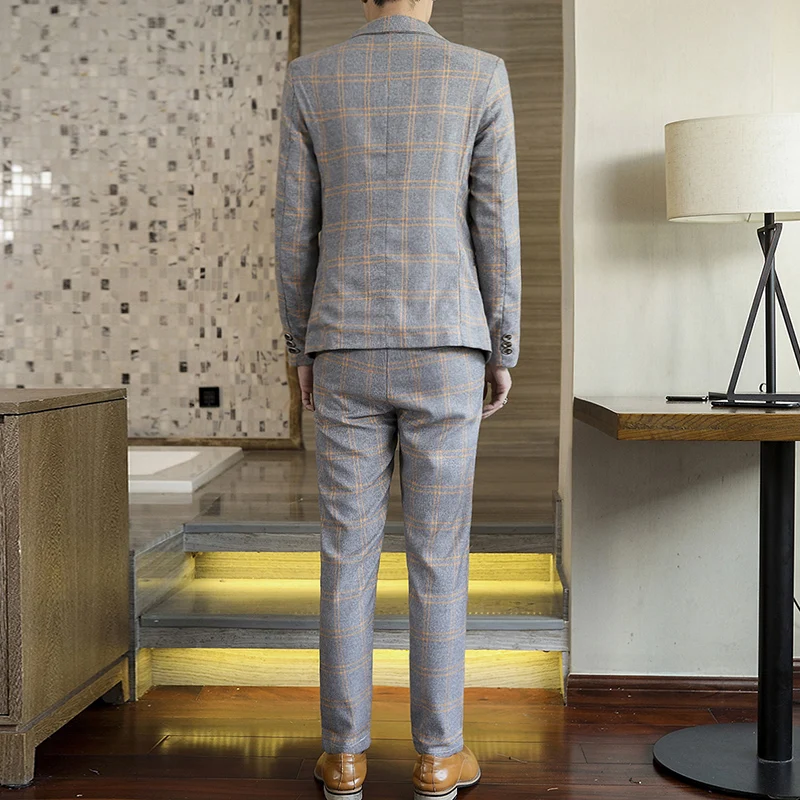 2024 Spring New Men's (suit + Trousers) Korean Version Slim-fit Trend Fashion Classic All-in-one Guy West Suit Two-piece Set 5