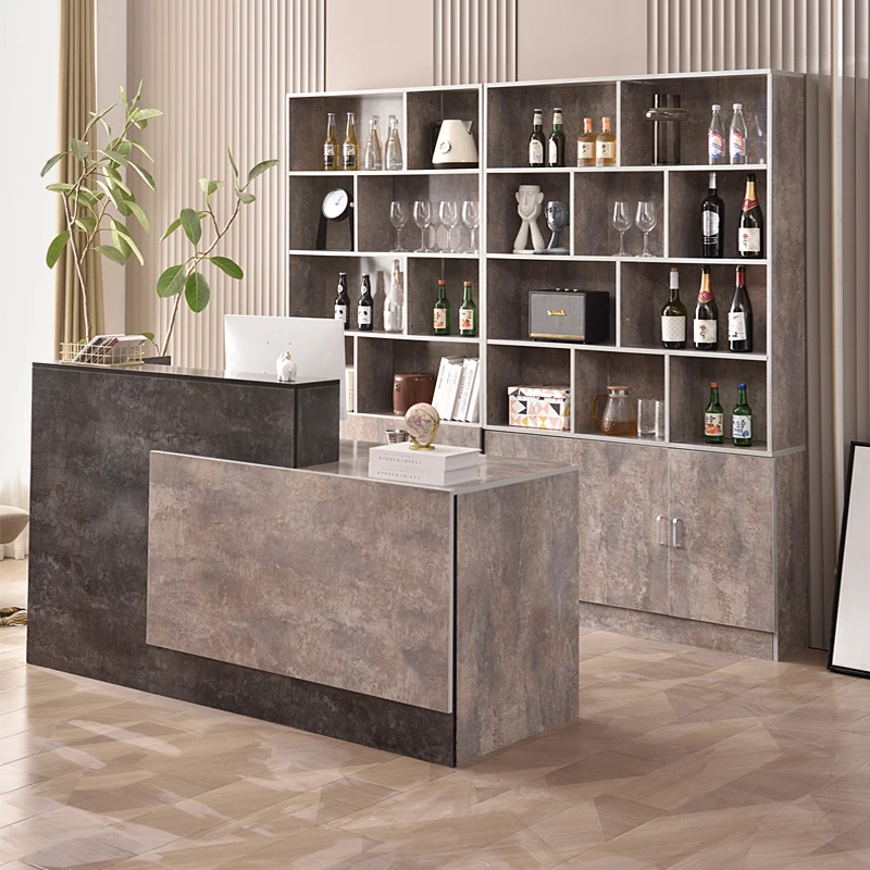 Solid Wood Front Desk Table Aesthetics Counter Outdoor Businesss Cash Register Cabinet Reception Simple Modern Wine Bar Home