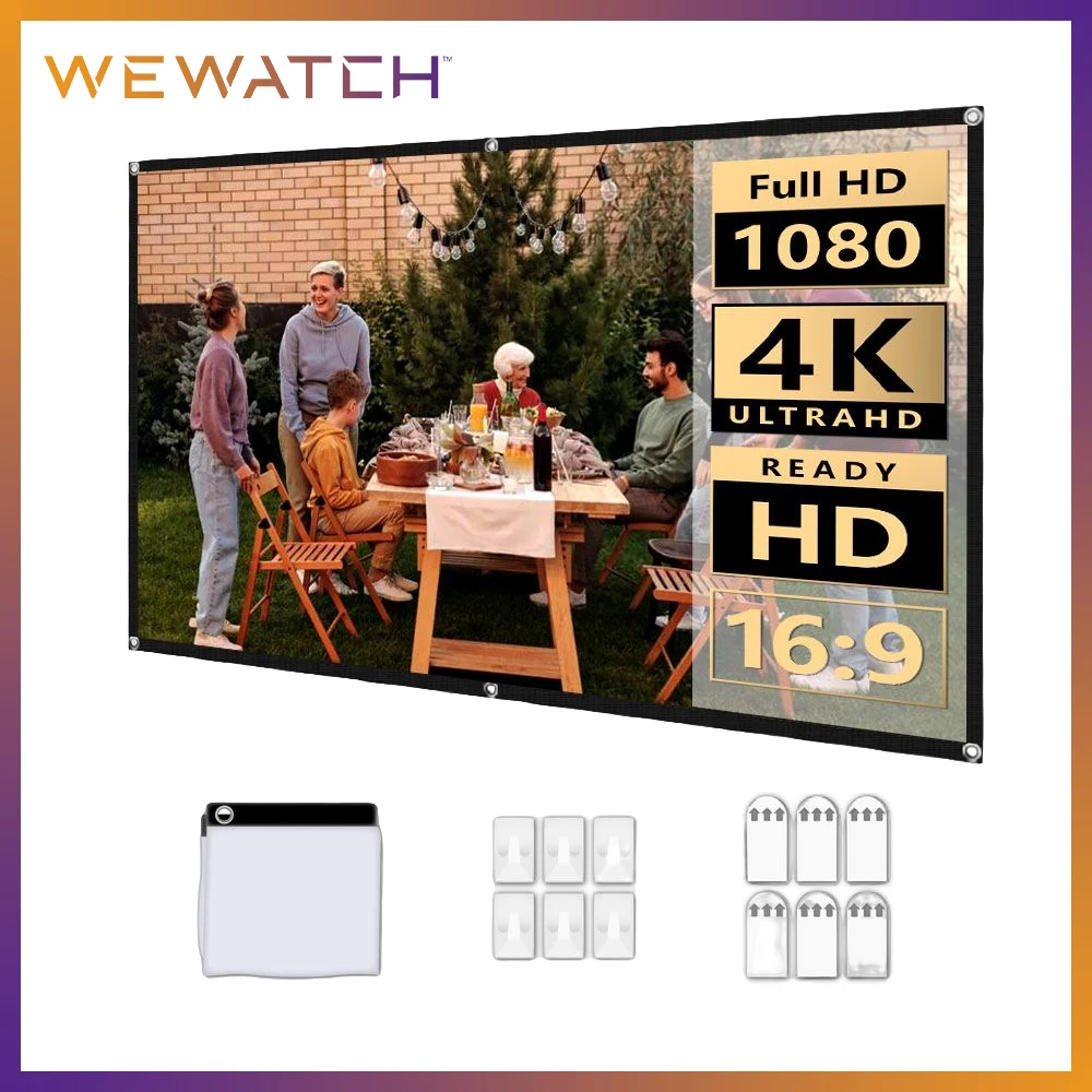 Portable Projector Screen 100/120/150 Inch HD 16:9 High Brightness Reflective Foldable Fabric Cloth Screen WEWATCH PS5/PS6/PS9 projector screen projection screen