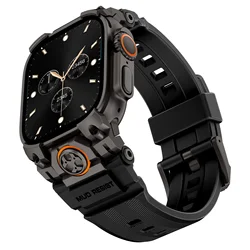 Deluxe Silicone Loop Bracelet with Metal Connector - 49mm (Black - Black)