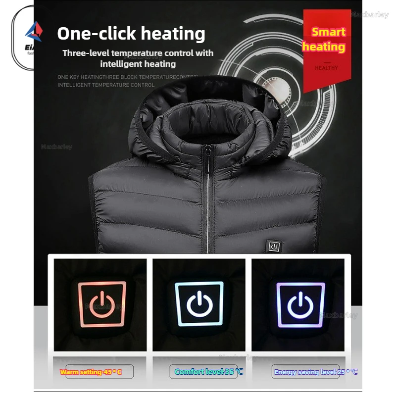 Winter Smart Warm Heated Vest Men New Upgraded Self Heating Sleeveless Jacket USB Constant Temperature Cold-proof Padding Vest