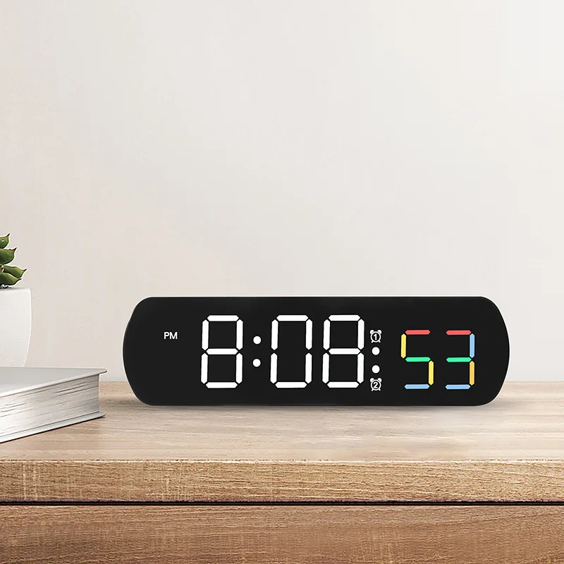 Digital Clock Large Wall Clock USB Powered 9 Inch Temperature Humidity Week Auto Dimmer Table Clock Electronic LED Alarm 12/24H