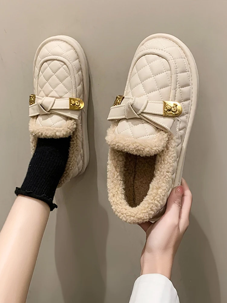 

Туфли женские без шнуровки, повседневные кроссовки, лоферы, мех, круглый носок, без застежки, повседневная обувь для вождения, L осень-зима