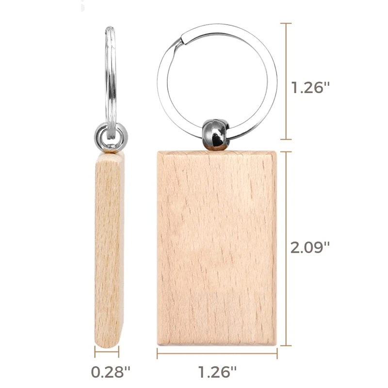 20Pcs Wooden Keychain Blanks Wood Key Chain Unfinished Wooden Key Tag Ring for DIY Gift Crafts