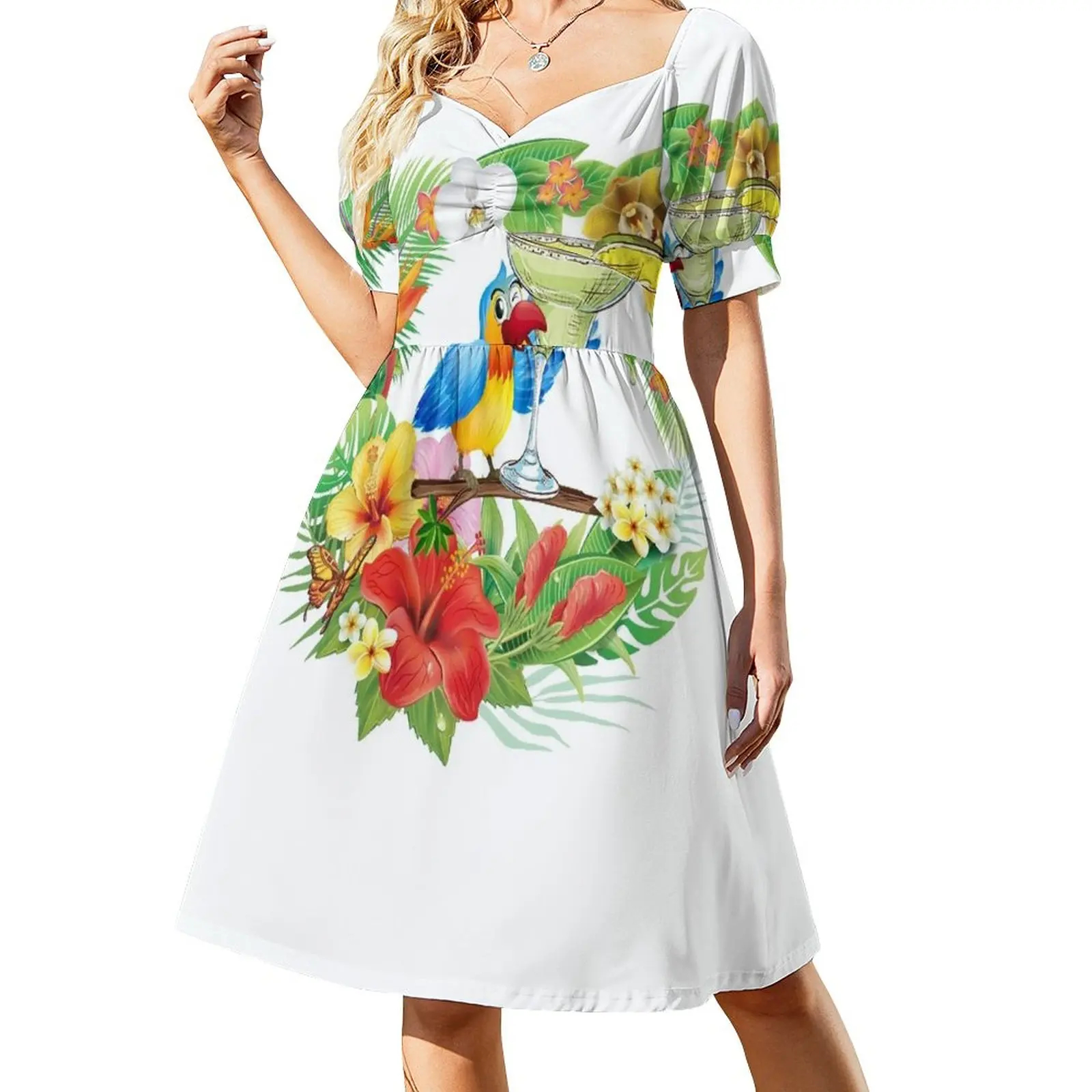 Parrot with a Margarita Sleeveless Dress Prom gown chic and elegant evening dress