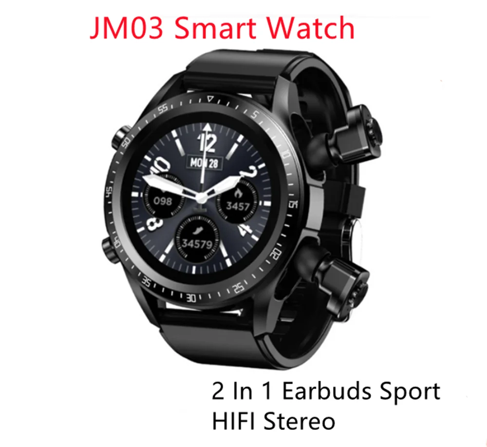 Jm03 Smart Watch 2 In 1 Earbuds Sport Hifi Stereo Bt Call Headset